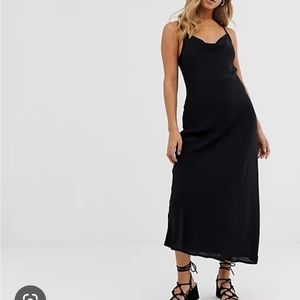 New Look midi black slip dress cowl neck